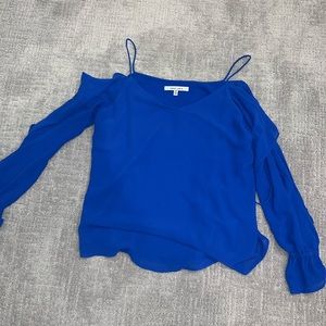 Naked Zebra Blue Cold Shoulder Blouse